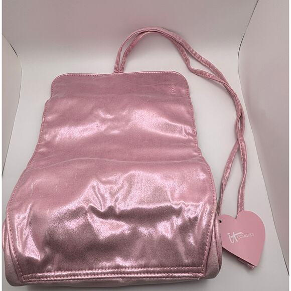 IT Cosmetics Roll-up Makeup Storage Travel Bag Zip Pouch Iridescent Pink - Picture 5 of 11